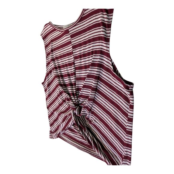 Vtg Adara Women’s Maroon Red & White Striped Sleeveless Twist-Front Top, Size L - Picture 6 of 8